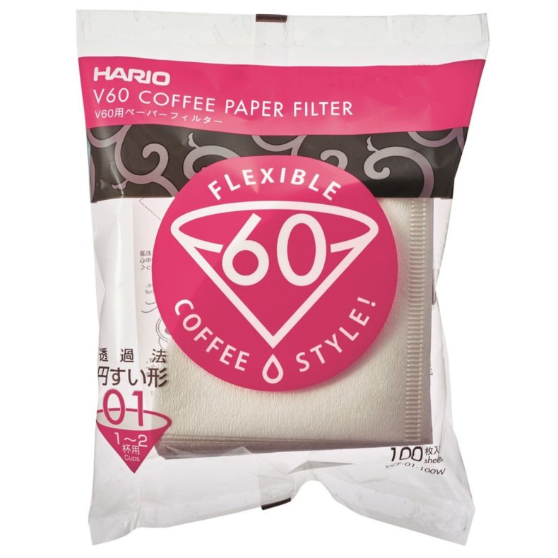 HARIO V60 Kaffefiltre Papir 1-KOPS 100 STK. VCF-01-100W