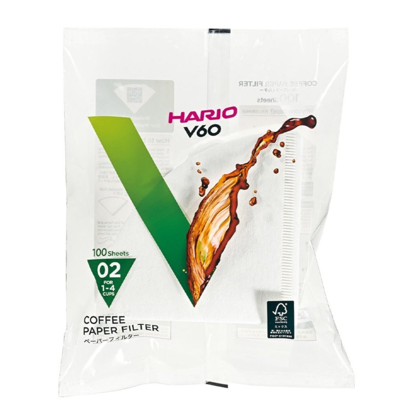 HARIO V60 Kaffefiltre Papir 2-KOPS 100 STK. VCF-02-100W