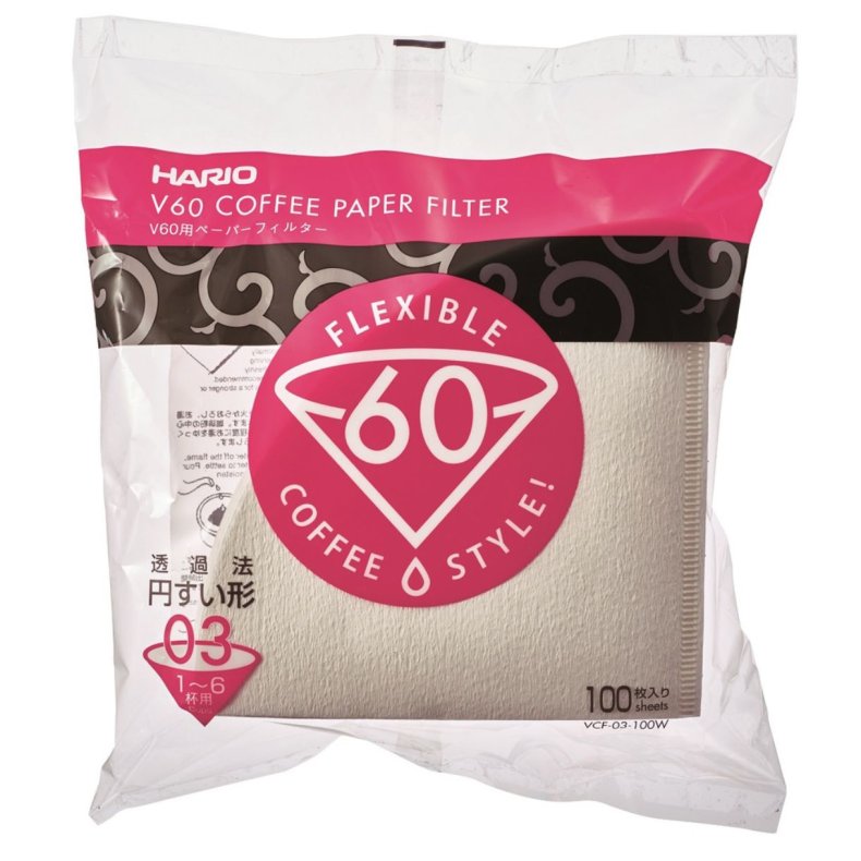 HARIO V60 Kaffefiltre Papir 3-KOPS 100 STK. VCF-03-100W