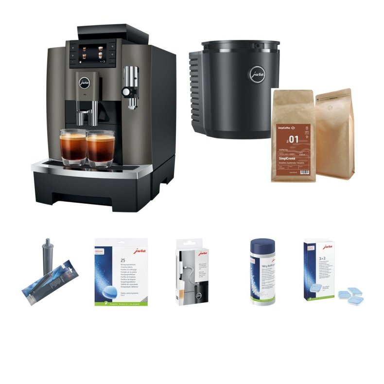 JURA W8 Erhvervspakke Inkl. Cool Control, Plejeprodukter &amp; 6 kg. Kaffe